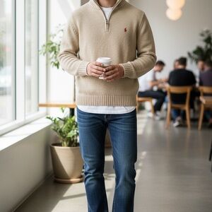 Polo Ralph Lauren Men’s XL Quarter Zip Cotton Knit Pullover Sweater